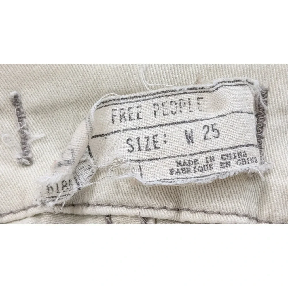 Free People Cargo Skinny Pants Button Fly Ankle Zip Beige Women's 25